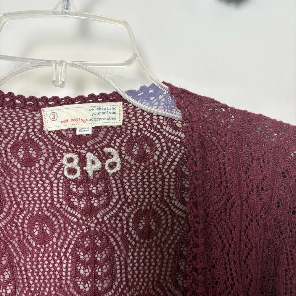 Anthropologie Odd Molly Maroon Duster Cardigan